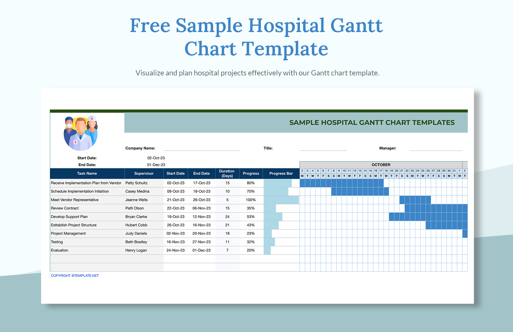 Sample Hospital Gantt Chart Template In Excel Download Template