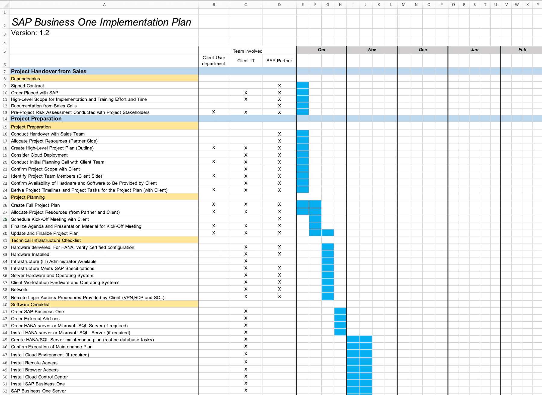 SAP Business One Project Plan Tactical Project Manager