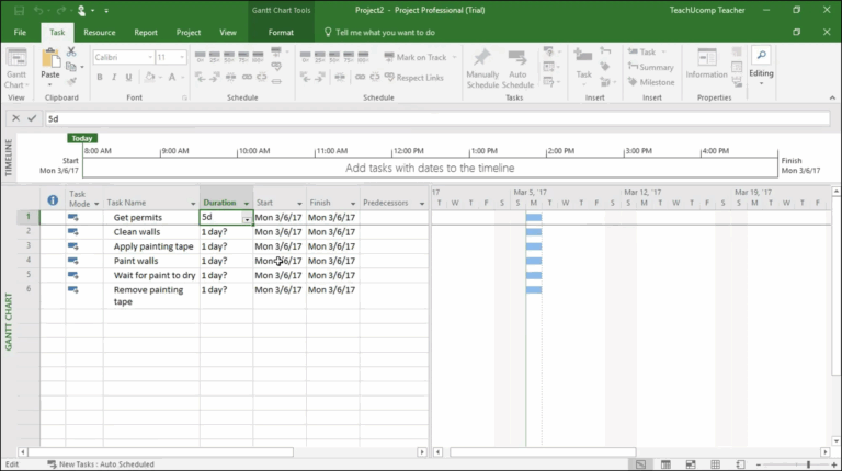 Set Task Duration In Project Instructions And Video Lesson