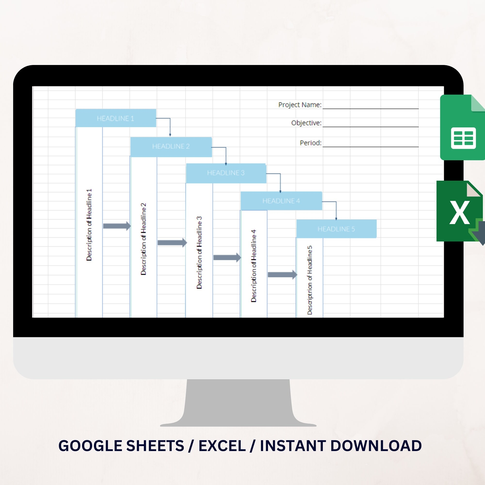 Simple Editable Yearly Project Management Gantt Chart Google Sheets Excel Project Management Google Spreadsheet Super Easy Gantt Template Etsy UK