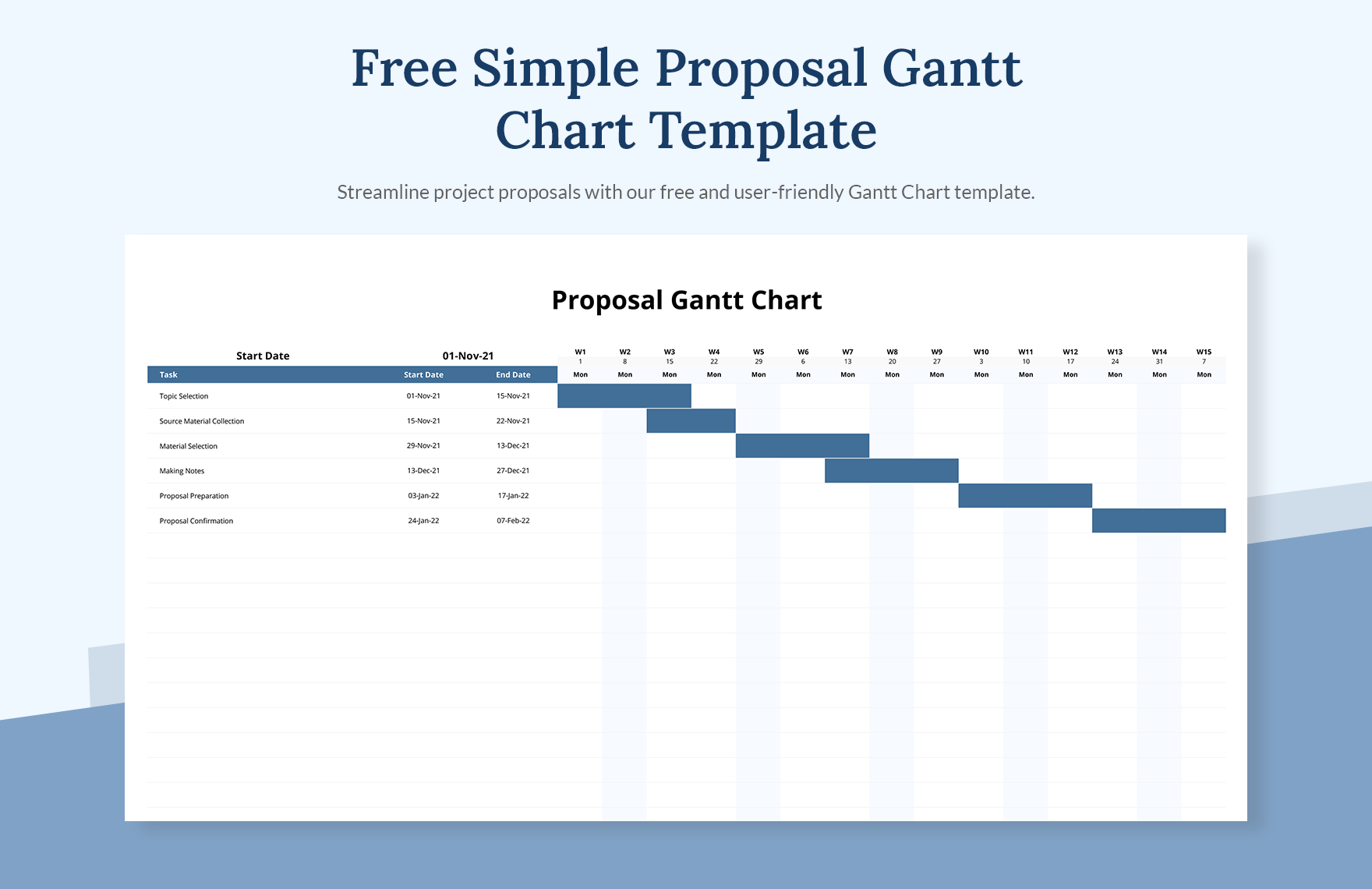 Simple Proposal Gantt Chart Template In Excel Download Template