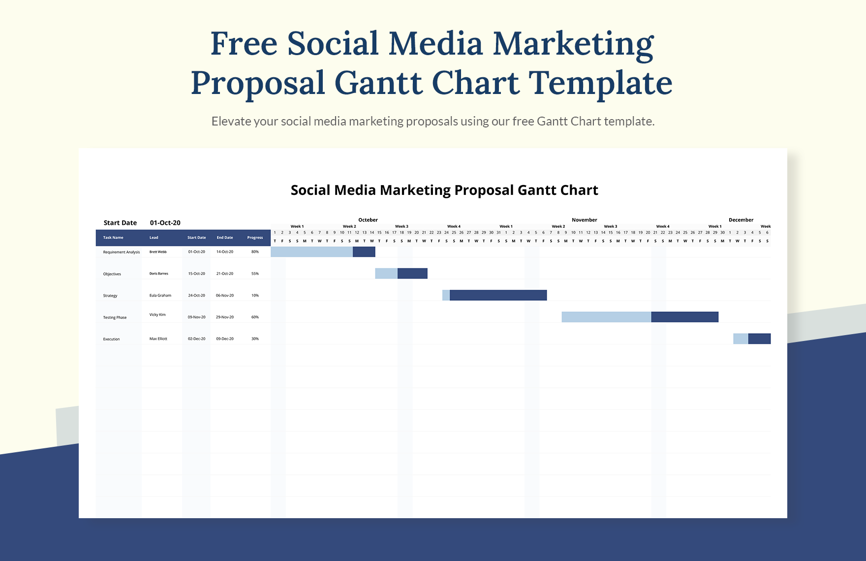 Social Media Marketing Proposal Gantt Chart Template In Excel Download Template