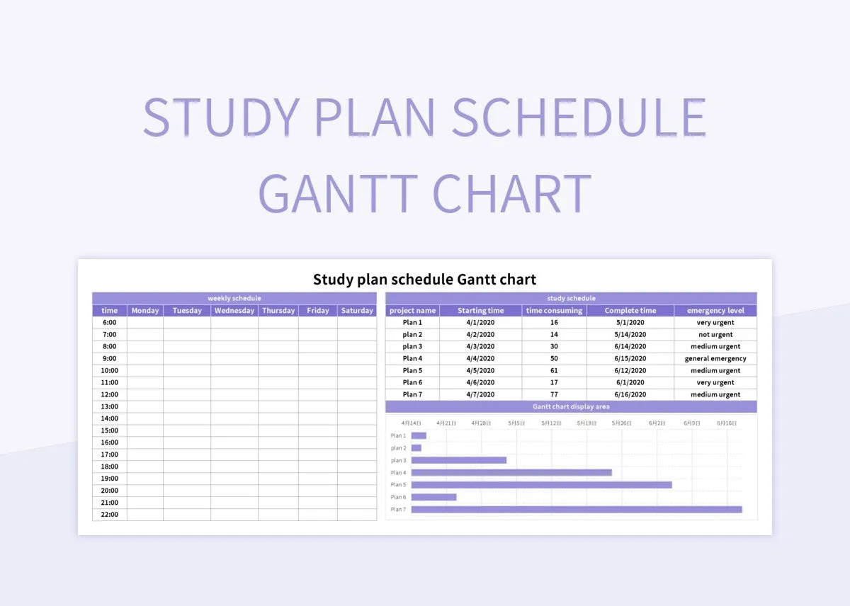 Study Plan Schedule Gantt Chart Excel Template And Google Sheets File For Free Download Slidesdocs