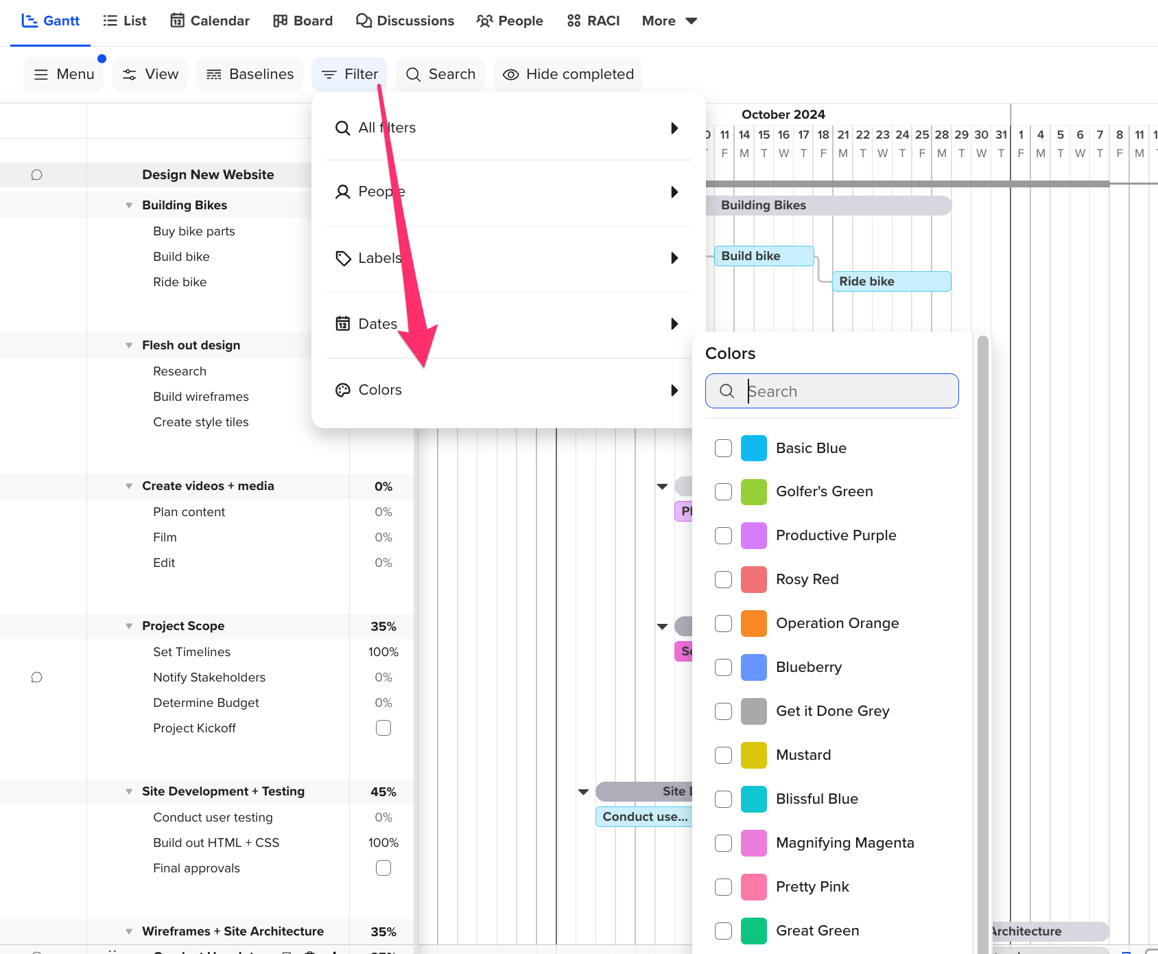 Change Gantt Chart Color