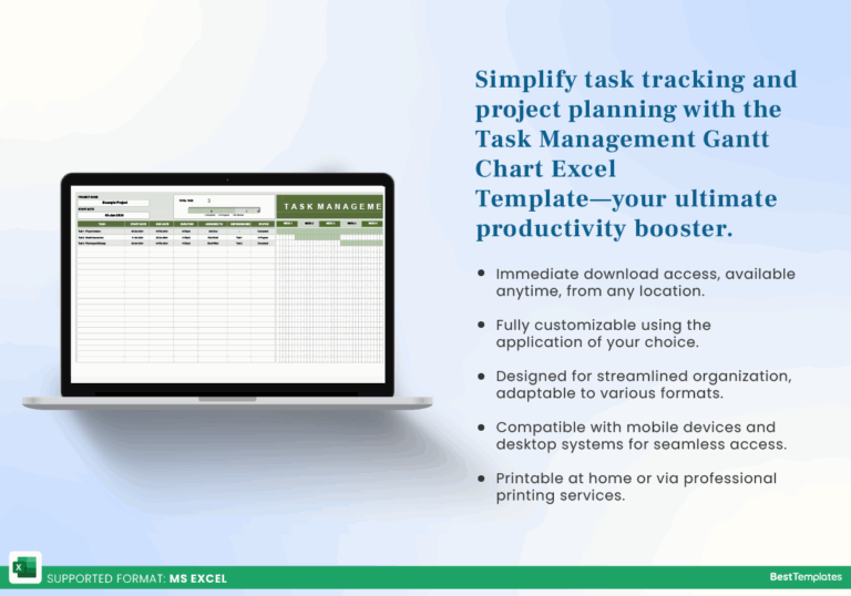 Task Management Gantt Chart Excel Template Best Templates