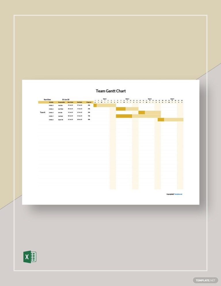 Team Project Gantt Chart Template In Excel Download Template