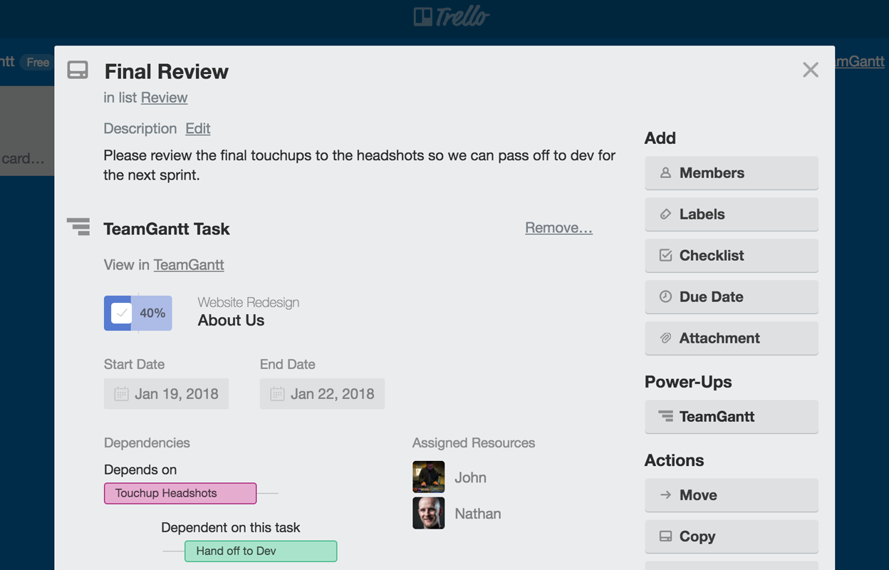 TeamGantt Power Up Trello TeamGantt Power Up Trello