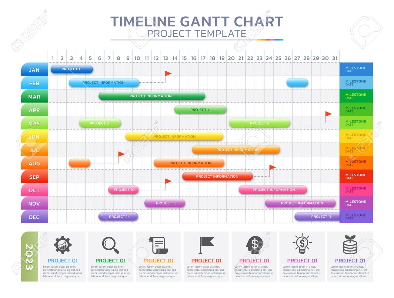 Timeline Gantt Chart Infographic Template Background Royalty Free SVG Cliparts Vectors And Stock Illustration Image 203531253 