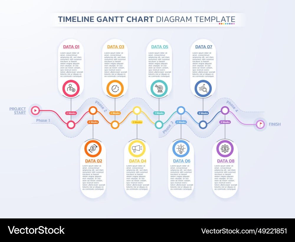 Timeline Gantt Chart Infographic Template Vector Image