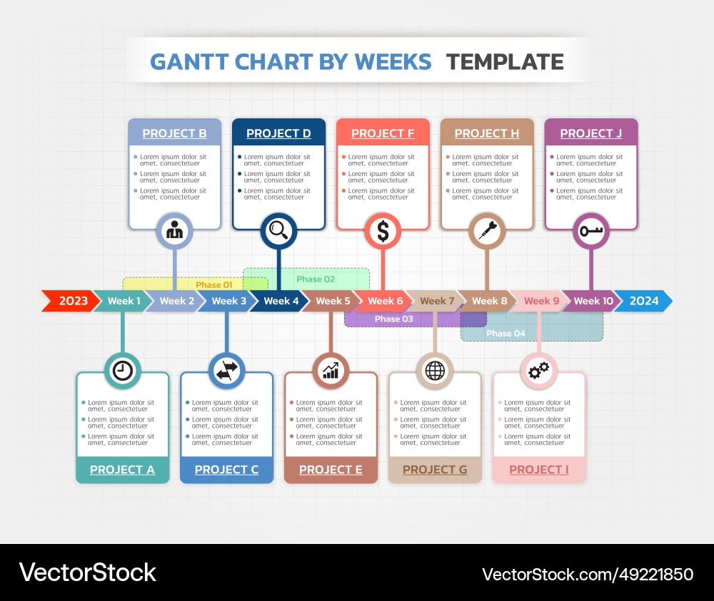 Timeline Gantt Chart Infographic Template Vector Image