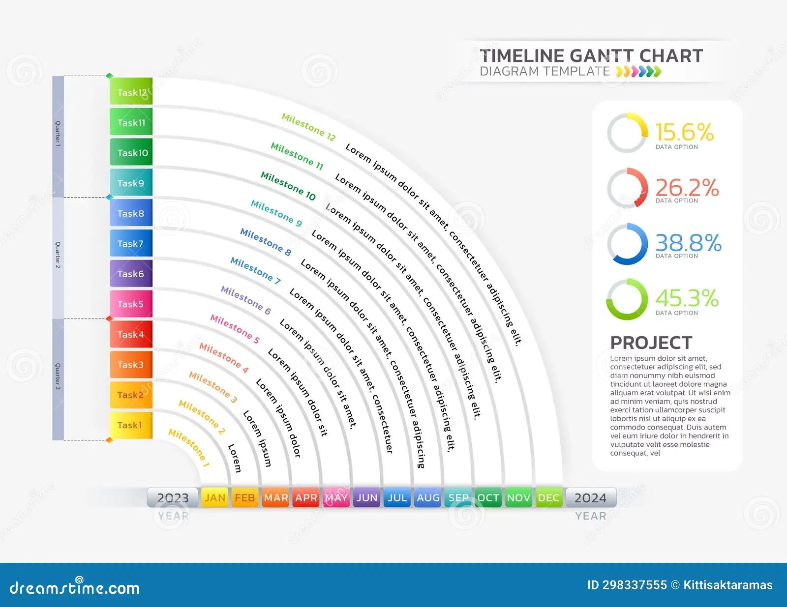 Timeline Gantt Chart Infographics Template Background Stock Vector Illustration Of Step Presentation 298337555