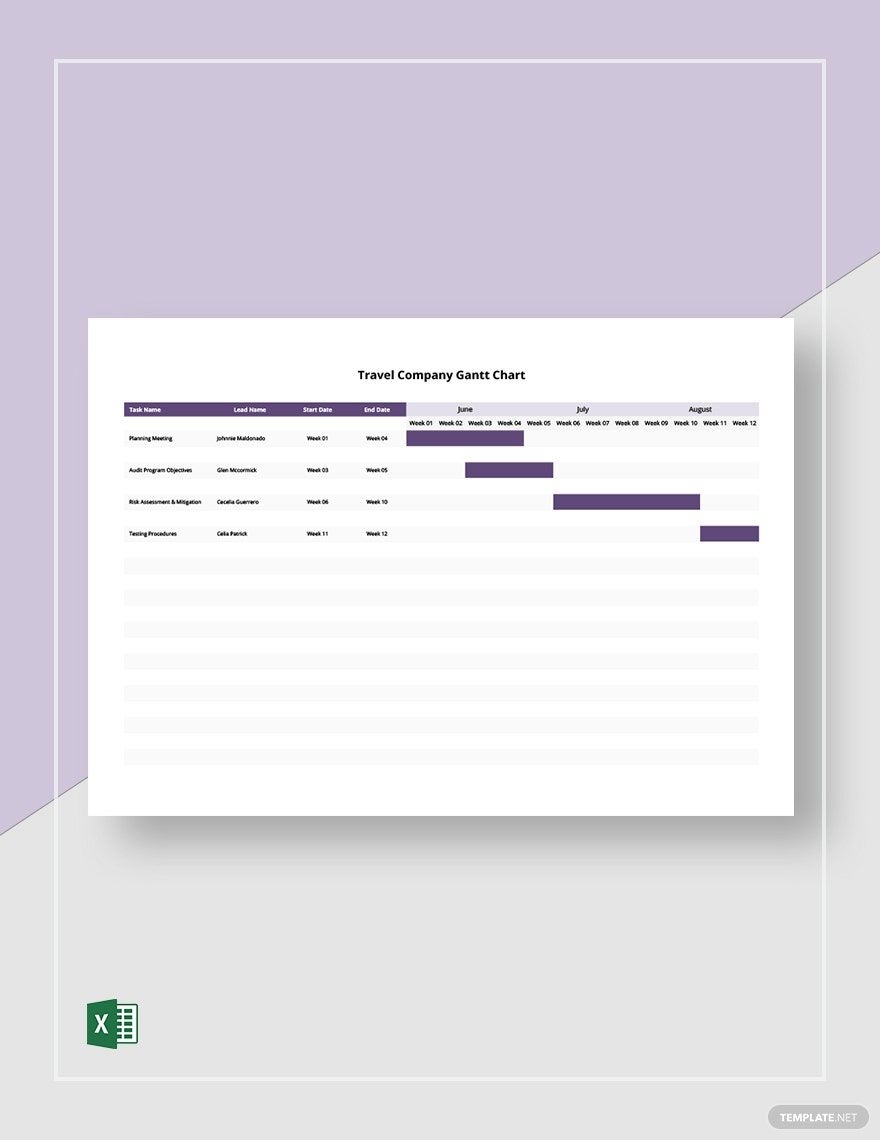 Travel Agency Gantt Chart Template In Excel Download Template