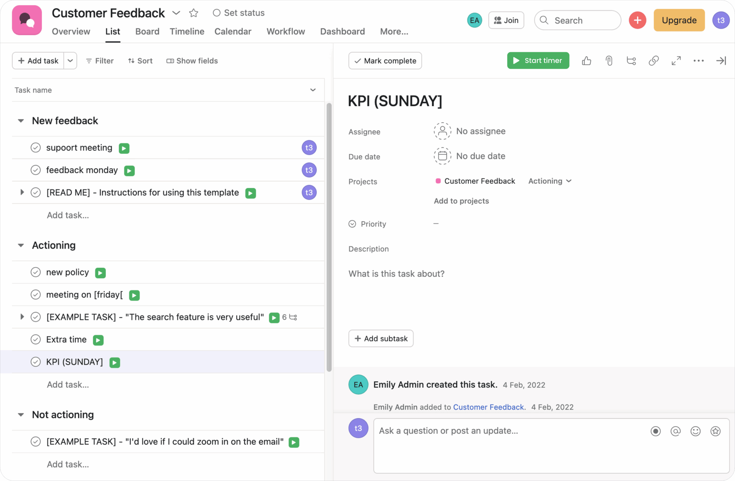 Asana Gantt Chart Template
