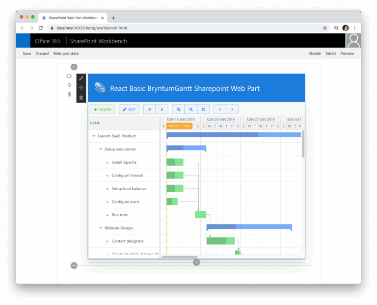 Using Bryntum Gantt In A SharePoint SPFx Fabric Web Part Bryntum