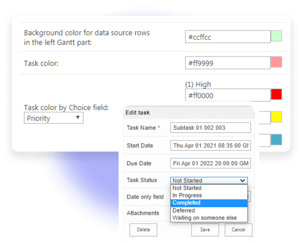 Sharepoint Gantt Chart Customization