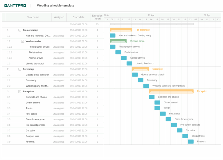 Wedding Schedule Template Excel Template Free Download