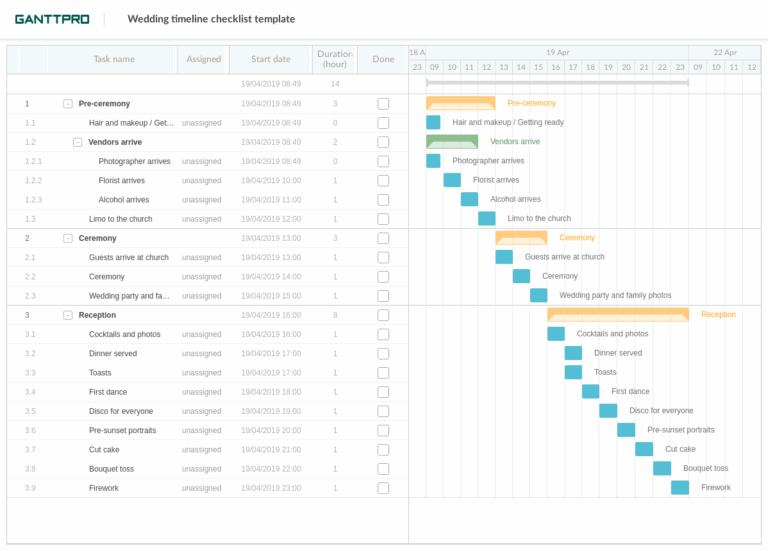 Wedding Timeline Checklist Template Excel Template Free Download