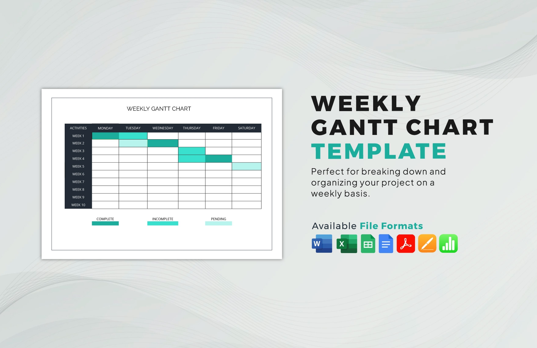 Weekly Gantt Chart Template In Excel Word Apple Numbers Apple Pages Google Sheets PDF Google Docs Download Template