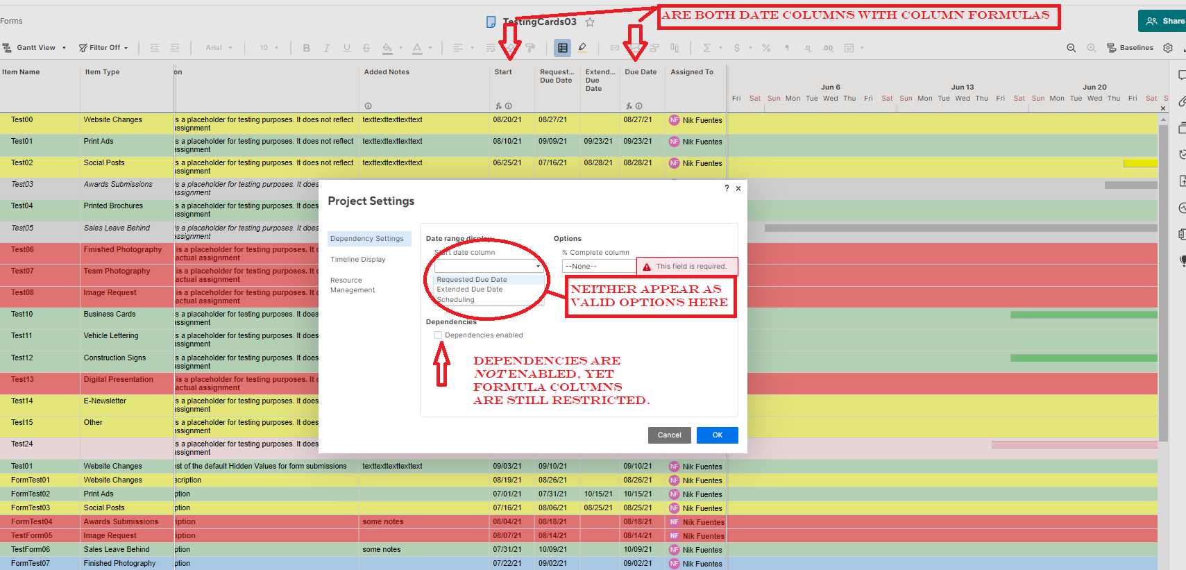 Gantt Chart Formula