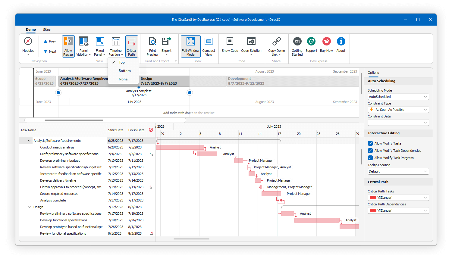 WinForms Gantt Visualize Project Schedules Within A Timeline